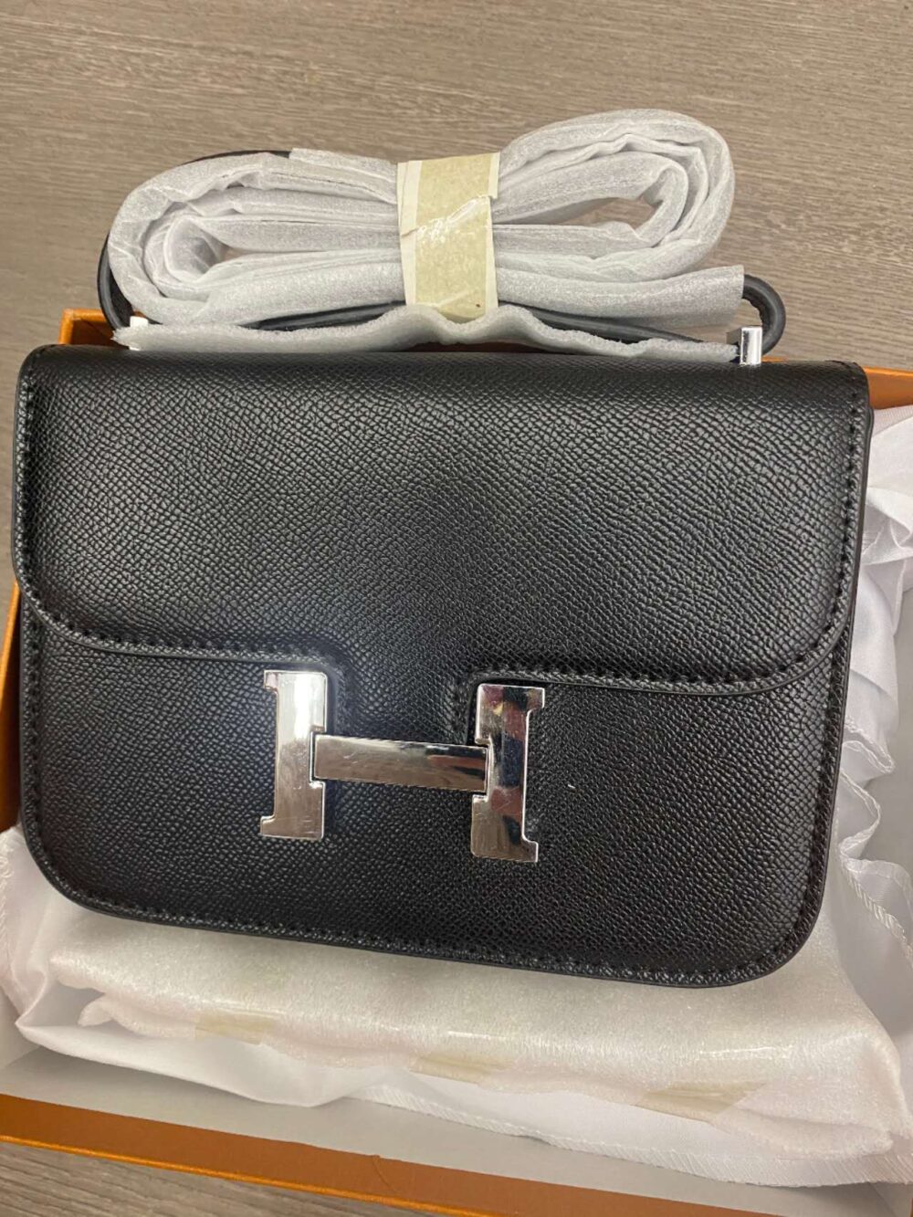 HERMES CONSTANCE EPSOM CK89 BLACK SILVER HARDWARE 18CM - Image 8