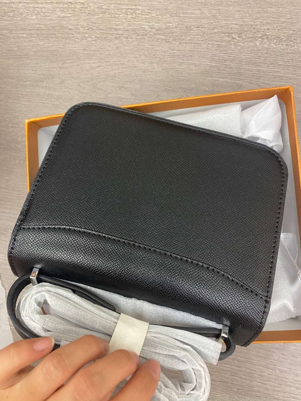 HERMES CONSTANCE EPSOM CK89 BLACK SILVER HARDWARE 18CM - Image 7