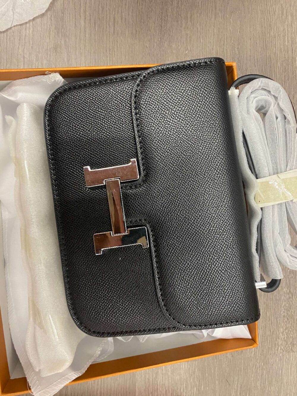 HERMES CONSTANCE EPSOM CK89 BLACK SILVER HARDWARE 18CM - Image 6