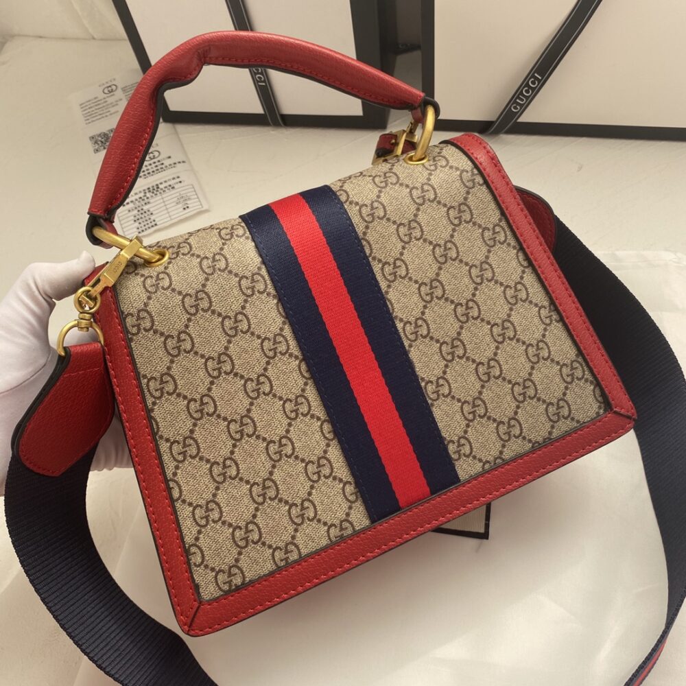 GUCCI QUEEN MARGARET GG SMALL TOP HANDLE BAG RED 25.5CM - Image 6