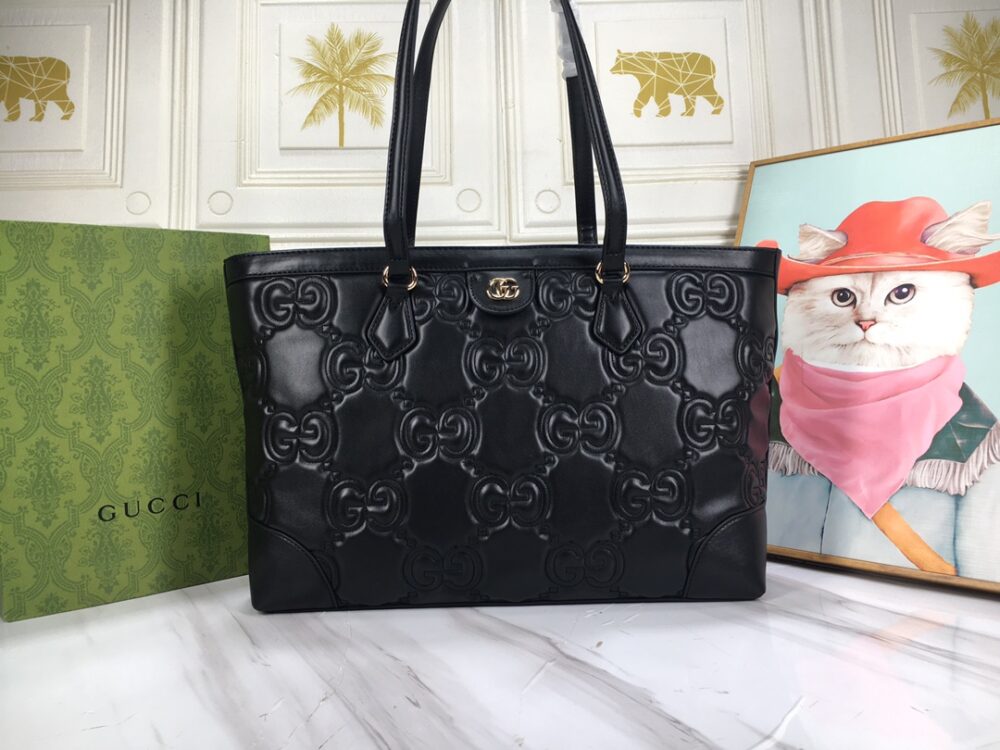 GUCCI GG MATELASSÉ LEATHER MEDIUM TOTE BAG BLACK 631685 UM8IG 1000 - Image 3