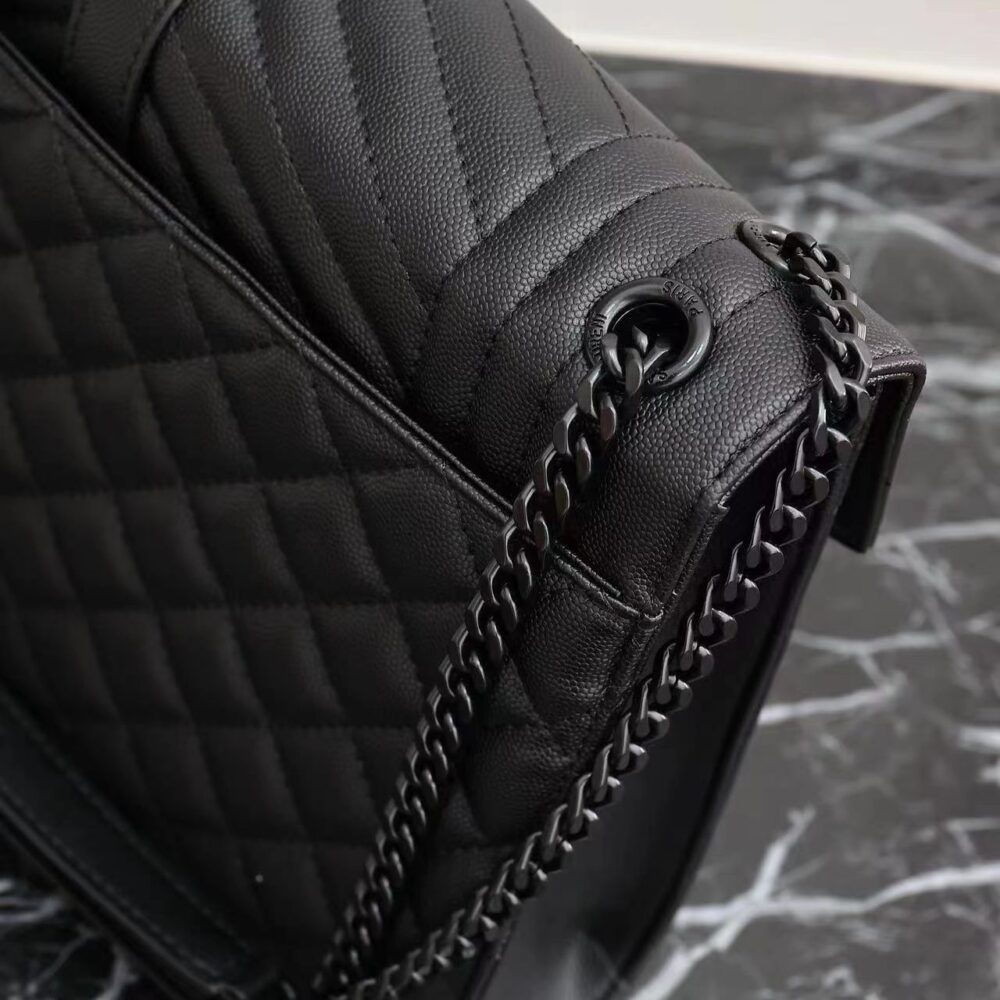 SAINT LAURENT ENVELOPE LARGE BAG IN MIX MATELASSÉ GRAIN DE POUDRE EMBOSSED LEATHER BLACK 31CM 600166BOW981000 - Image 4