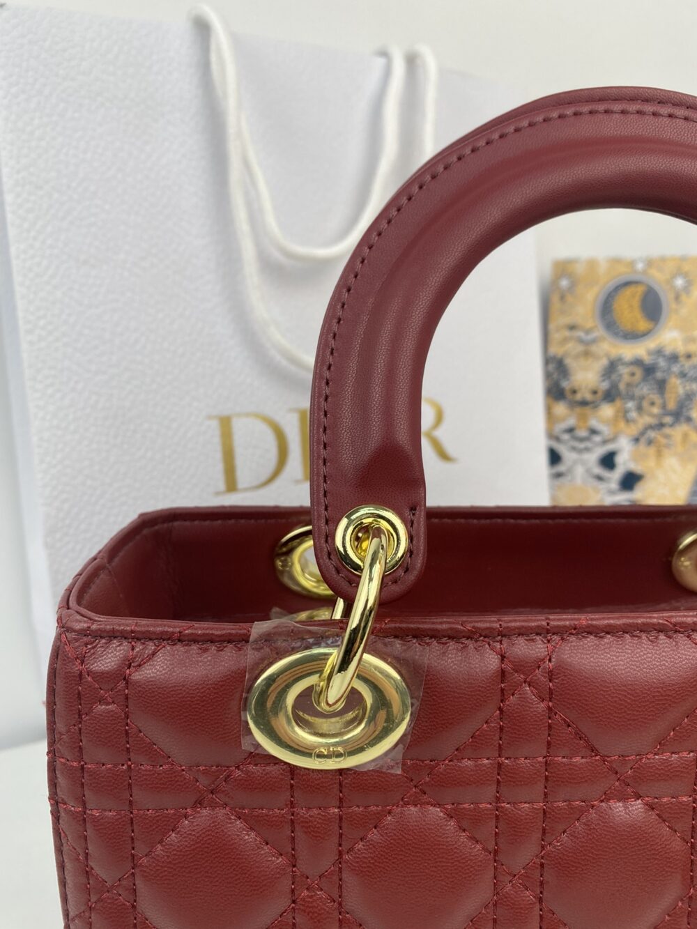 DIOR MEDIUM LADY CHERRY RED PATENT CANNAGE M0565OWCB_M323 24CM - Image 5