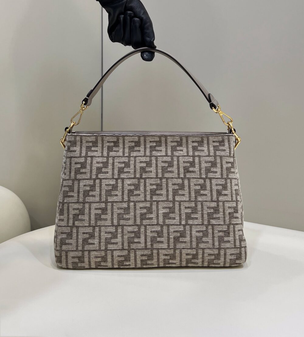 FENDI OLOCK ZIP DOVE GREY TAPESTRY FABRIC BAG 8BR805ALFVF1IQU - Image 7