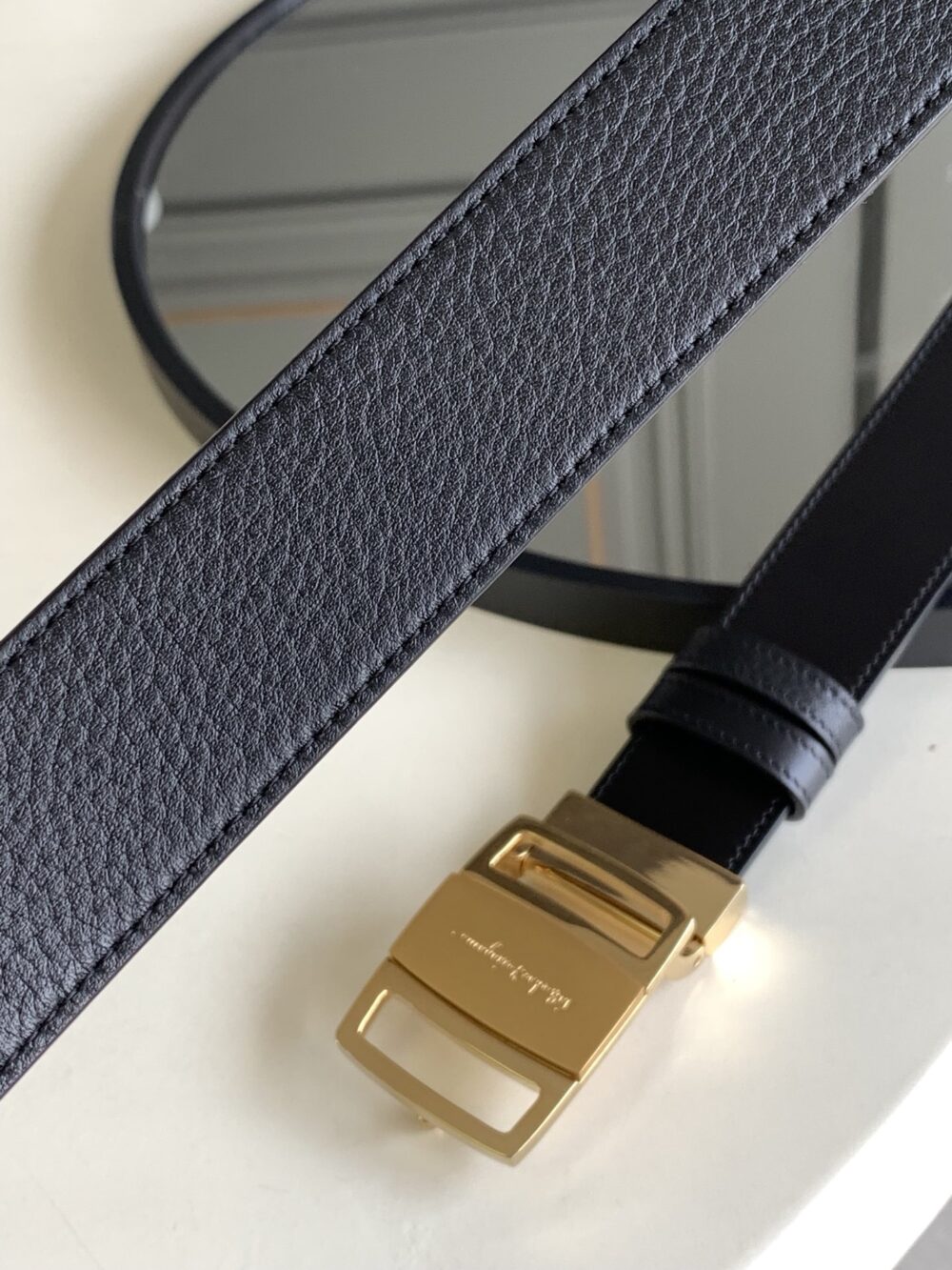 SALVATORE FERRAGAMO LEATHER BELT BLACK 3.5CM - Image 6