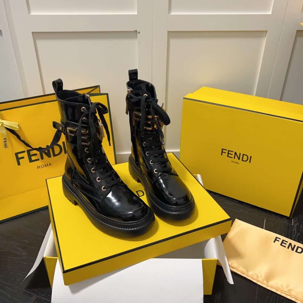 FENDI WOMEN'S BLACK LEATHER ANKLE BOOTS BLACK - Image 10