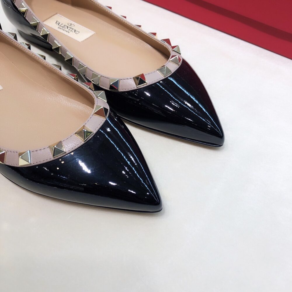 VALENTINO PATENT ROCKSTUD BALLET FLAT BLACK ZW2S0403VNWN91 - Image 4