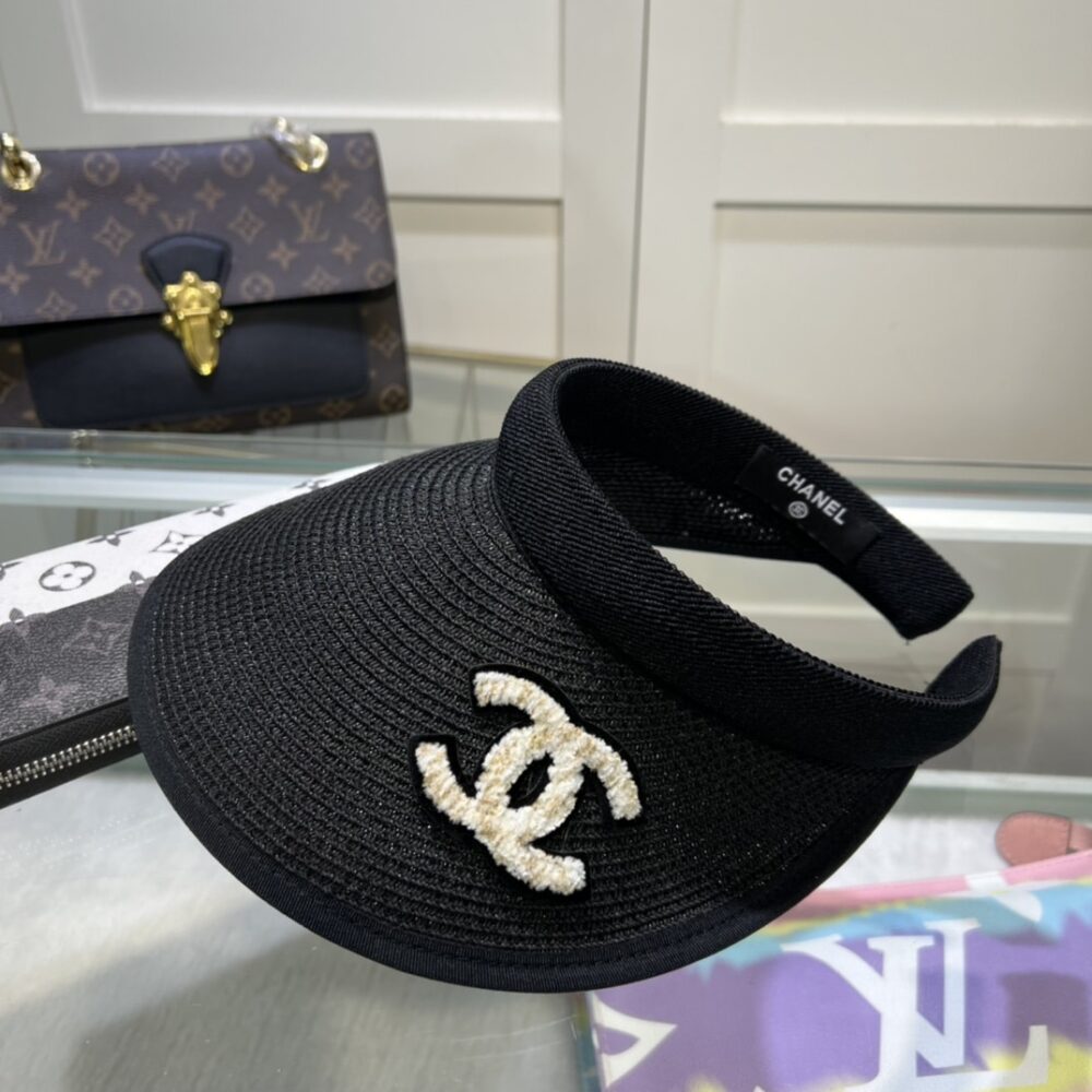 CHANEL STRAW CC VISOR HAT BLACK - Image 3