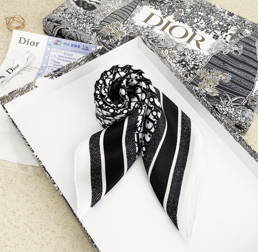 DIOR OBLIQUE DIORTWIN 70 SQUARE SCARF BLACK - Image 7