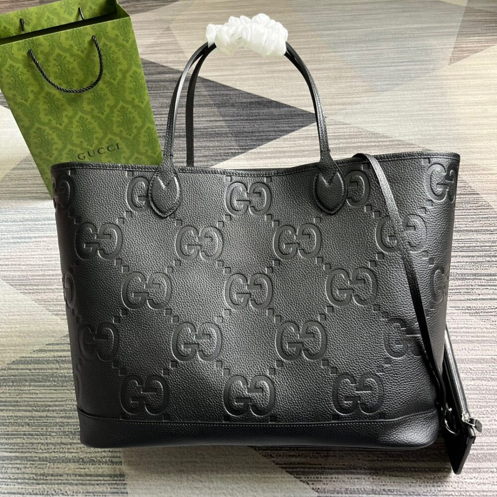 GUCCI JUMBO GG LARGE TOTE BAG BLACK 40CM 726755 AABY0 1000 - Image 3