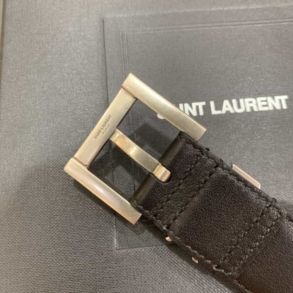 SAINT LAURENT CASSANDRE BELT WITH SQUARE BUCKLE IN SMOOTH LEATHER 634437BOO0E1000 - Image 3