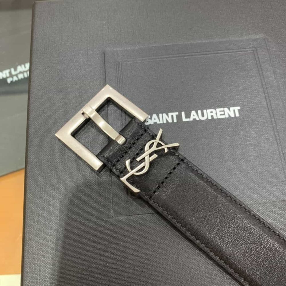 SAINT LAURENT CASSANDRE BELT WITH SQUARE BUCKLE IN SMOOTH LEATHER 634437BOO0E1000 - Image 5