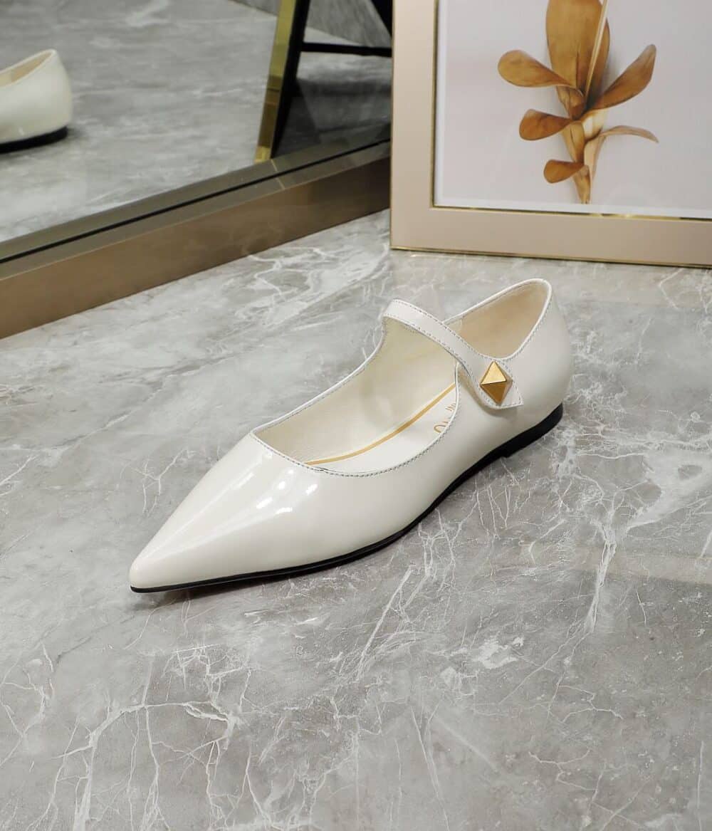 VALENTINO GARAVANI TIPTOE PATENT LEATHER BALLET FLATS IVORY 2W2S0GC3ERU098 - Image 5