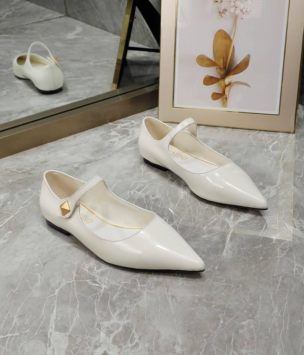 VALENTINO GARAVANI TIPTOE PATENT LEATHER BALLET FLATS IVORY 2W2S0GC3ERU098 - Image 8