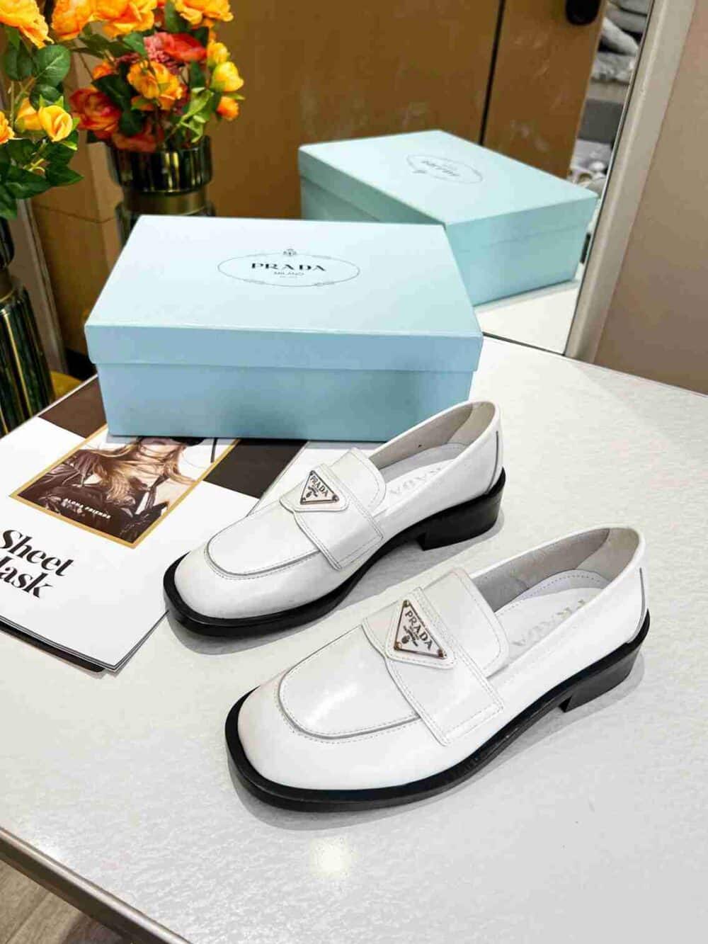 PRADA PATENT LEATHER LOAFERS WHITE 1D902M069F0009F025 - Image 8