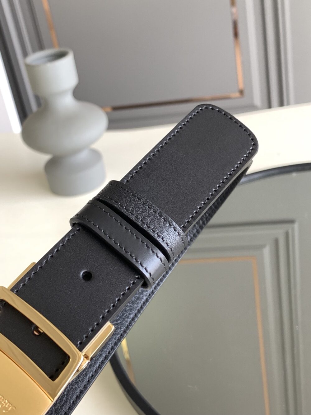 SALVATORE FERRAGAMO LEATHER BELT BLACK 3.5CM - Image 3