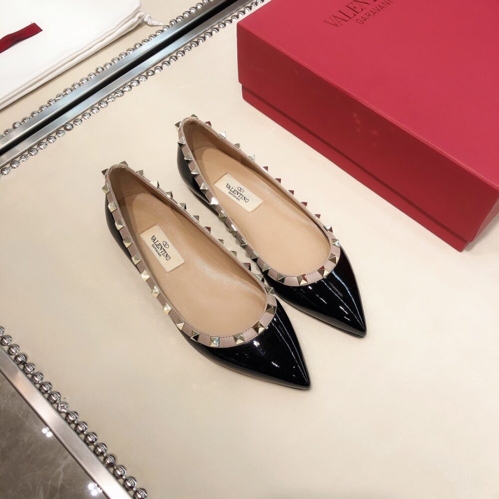 VALENTINO PATENT ROCKSTUD BALLET FLAT BLACK ZW2S0403VNWN91 - Image 7