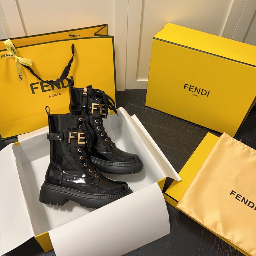 FENDI WOMEN'S BLACK LEATHER ANKLE BOOTS BLACK - Image 4