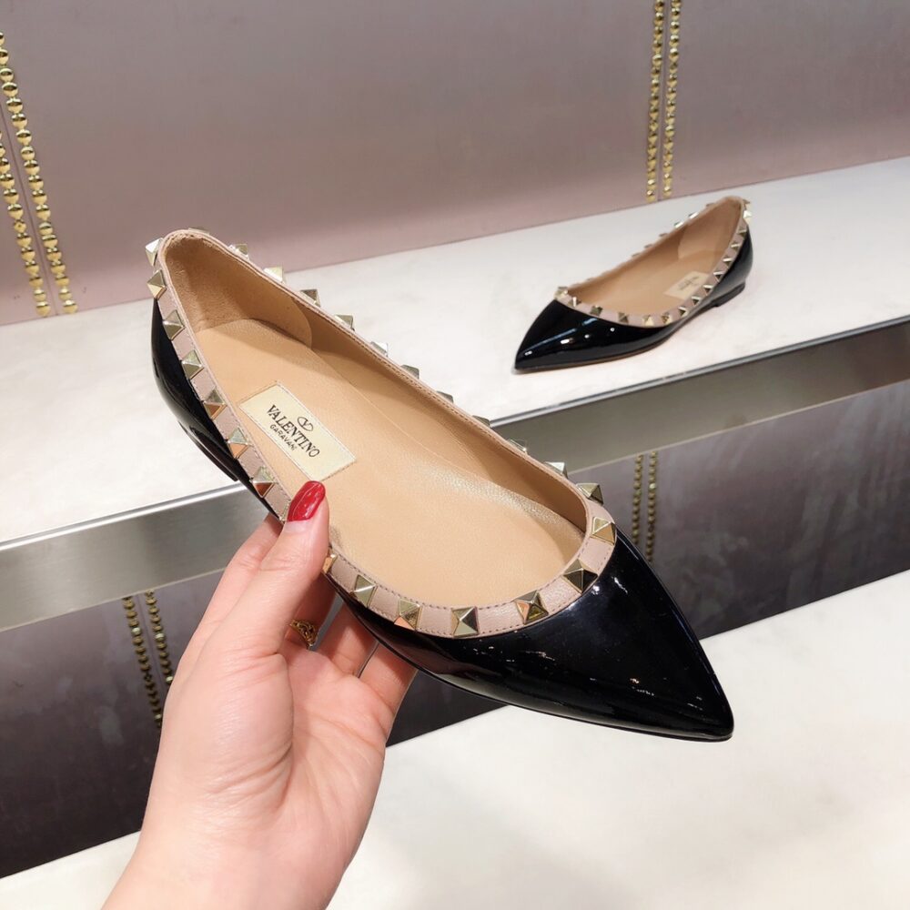 VALENTINO PATENT ROCKSTUD BALLET FLAT BLACK ZW2S0403VNWN91 - Image 9