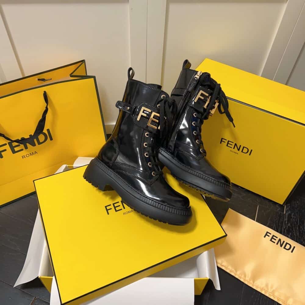 FENDI WOMEN'S BLACK LEATHER ANKLE BOOTS BLACK - Image 3