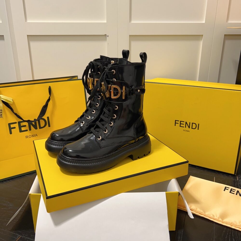 FENDI WOMEN'S BLACK LEATHER ANKLE BOOTS BLACK - Image 2