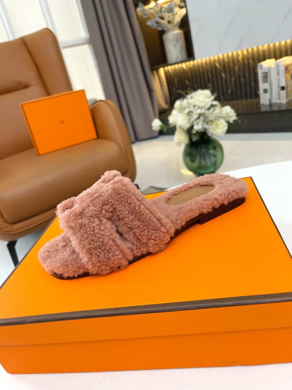 HERMES SHEARLING ORAN TEDDY BEAR SLIPPER SANDALS - Image 9