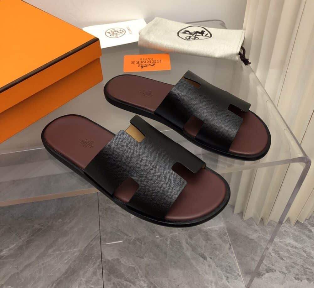 HERMES IZMIR SANDAL BLACK AND BROWN - Image 4