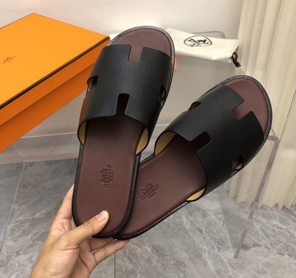 HERMES IZMIR SANDAL BLACK AND BROWN - Image 9