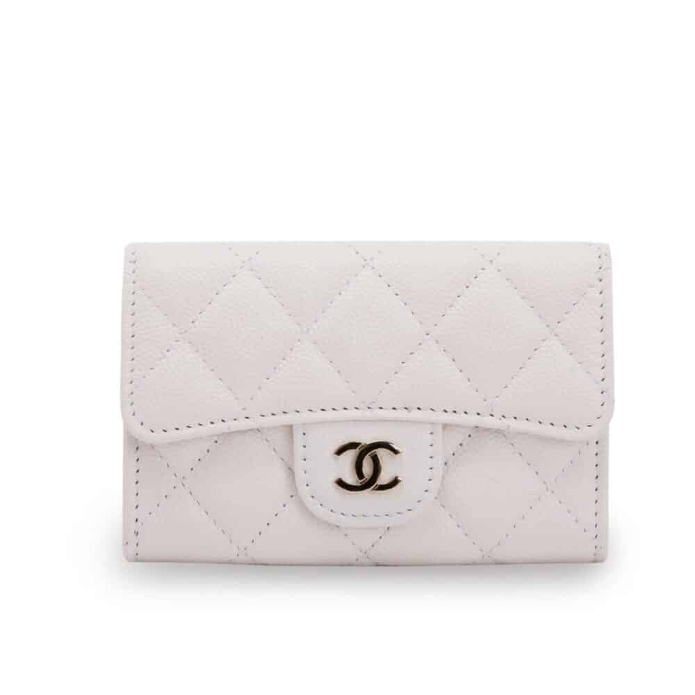 CHANEL CLASSIC CARD HOLDER WALLET WHITE AP0214