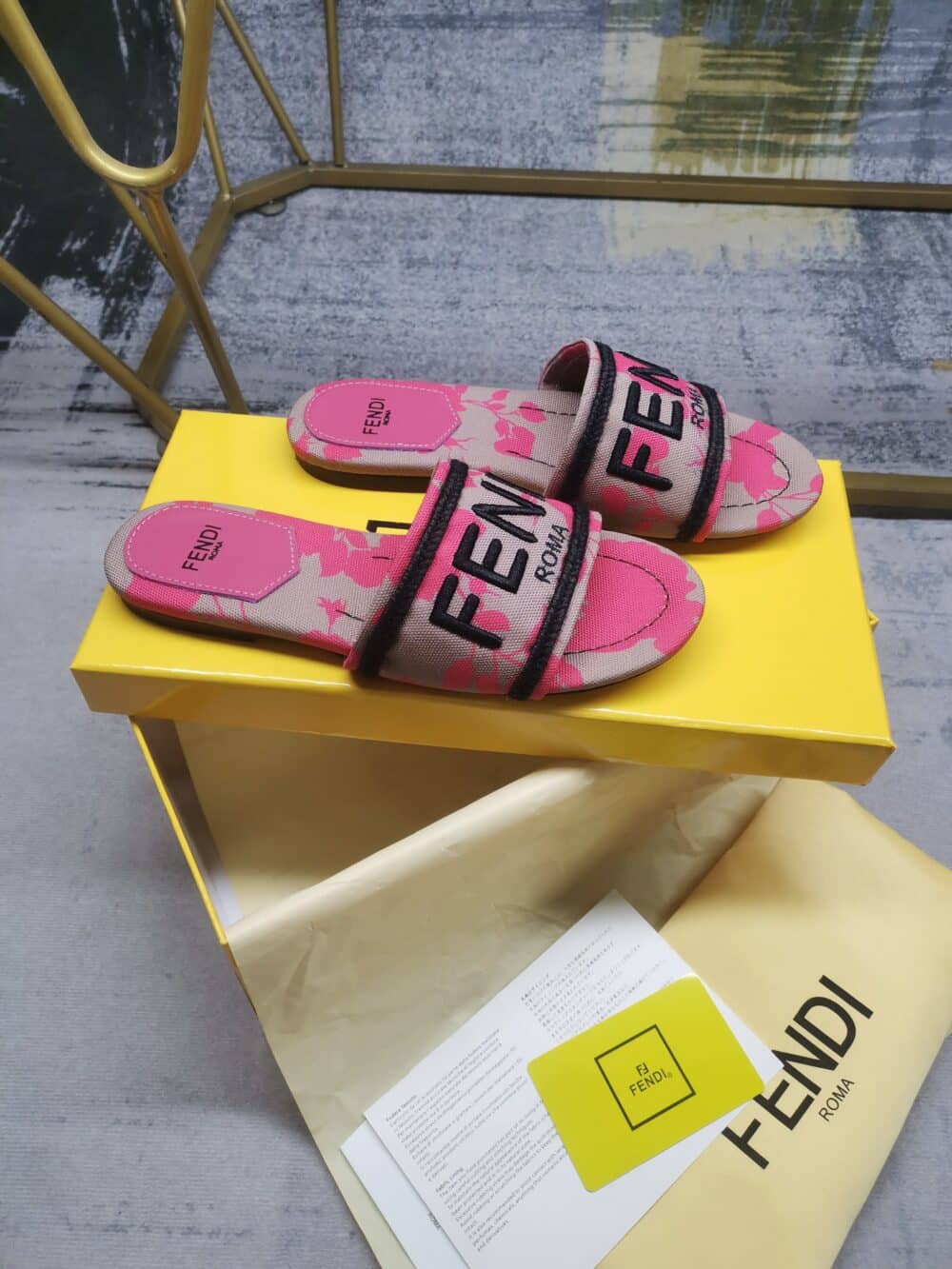 FENDI SIGNATURE CANVAS SLIDES PINK 8R8092AN7MF1KOU - Image 5