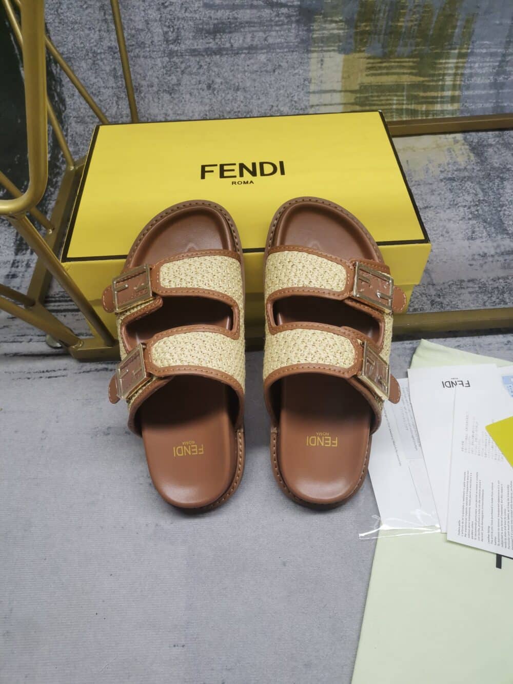 FENDI FEEL LEATHER SANDALS BROWN 8X8326AO0DF1LR0 - Image 5