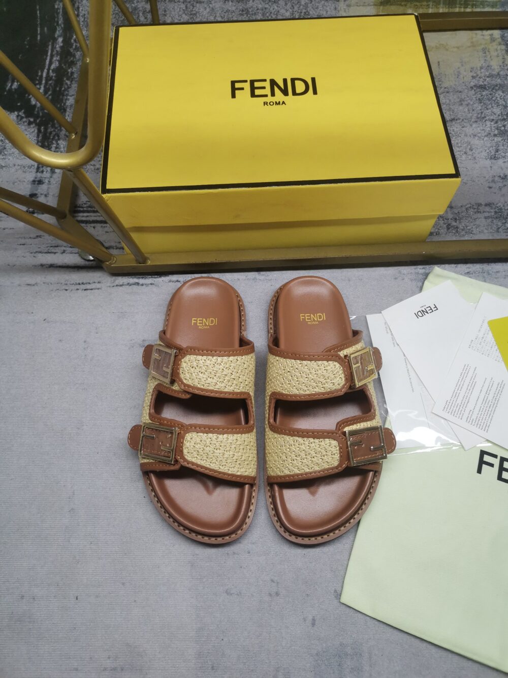 FENDI FEEL LEATHER SANDALS BROWN 8X8326AO0DF1LR0 - Image 4