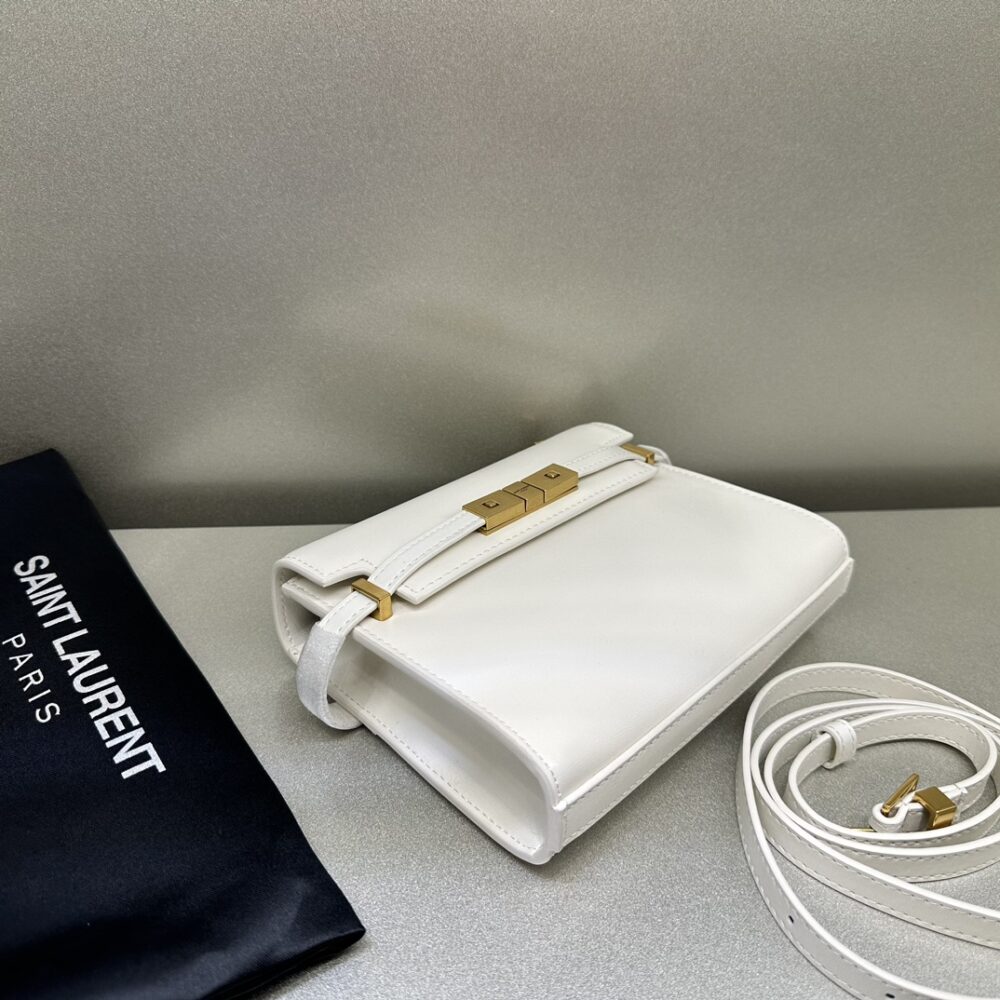 SAINT LAURENT MANHATTAN SMALL SHOULDER BAG IN BOX SAINT LAURENT LEATHER WHITE 19CM 6756260SX0W9207 - Image 6