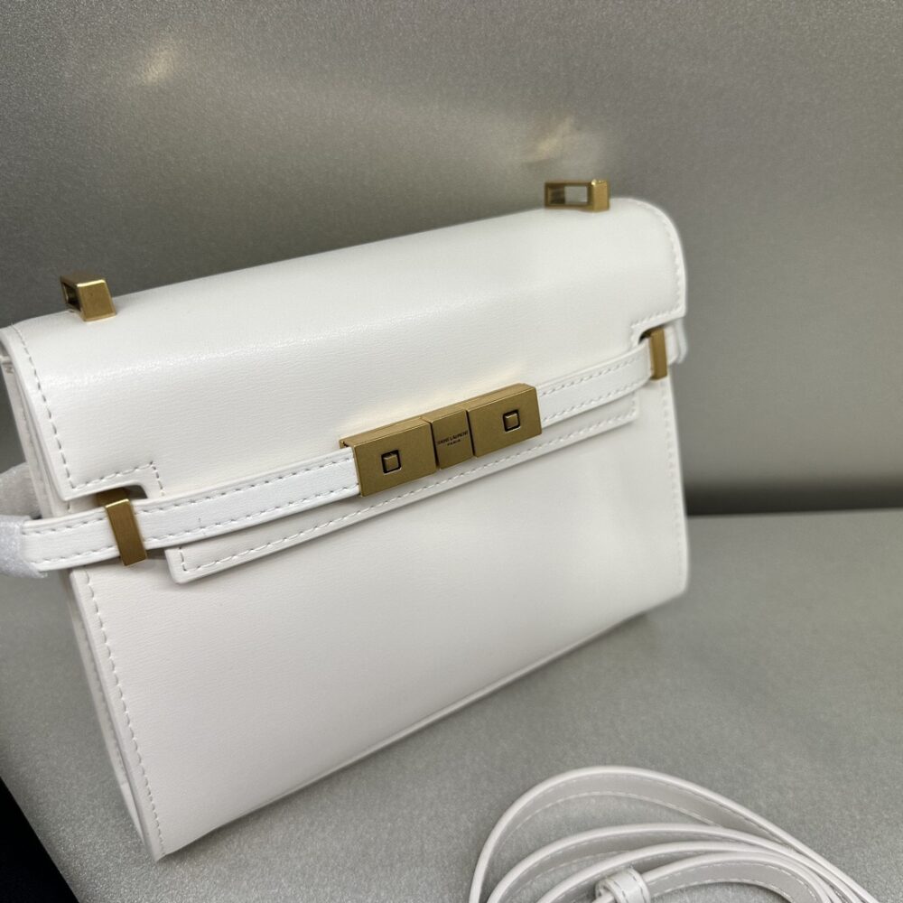 SAINT LAURENT MANHATTAN SMALL SHOULDER BAG IN BOX SAINT LAURENT LEATHER WHITE 19CM 6756260SX0W9207 - Image 7