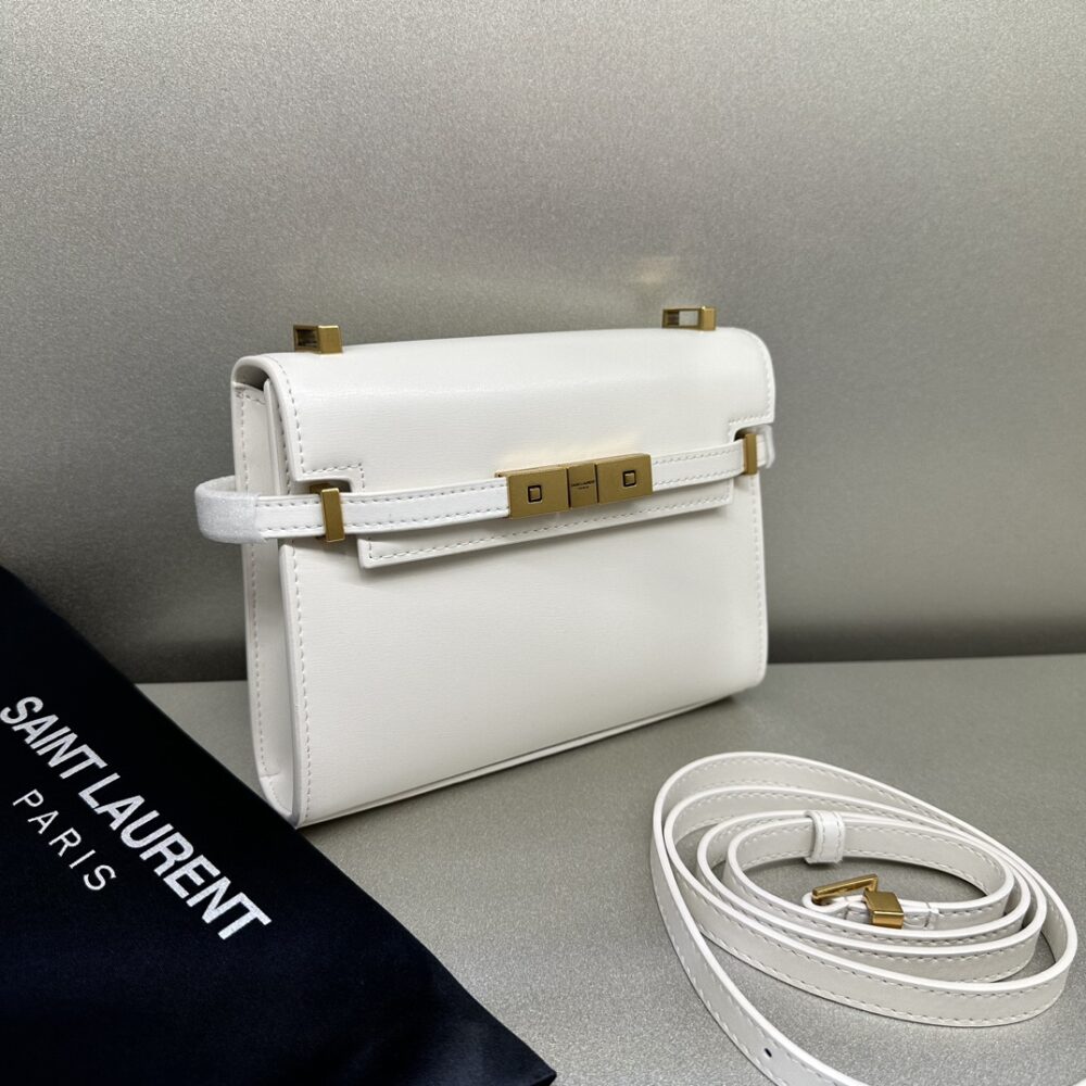 SAINT LAURENT MANHATTAN SMALL SHOULDER BAG IN BOX SAINT LAURENT LEATHER WHITE 19CM 6756260SX0W9207 - Image 8