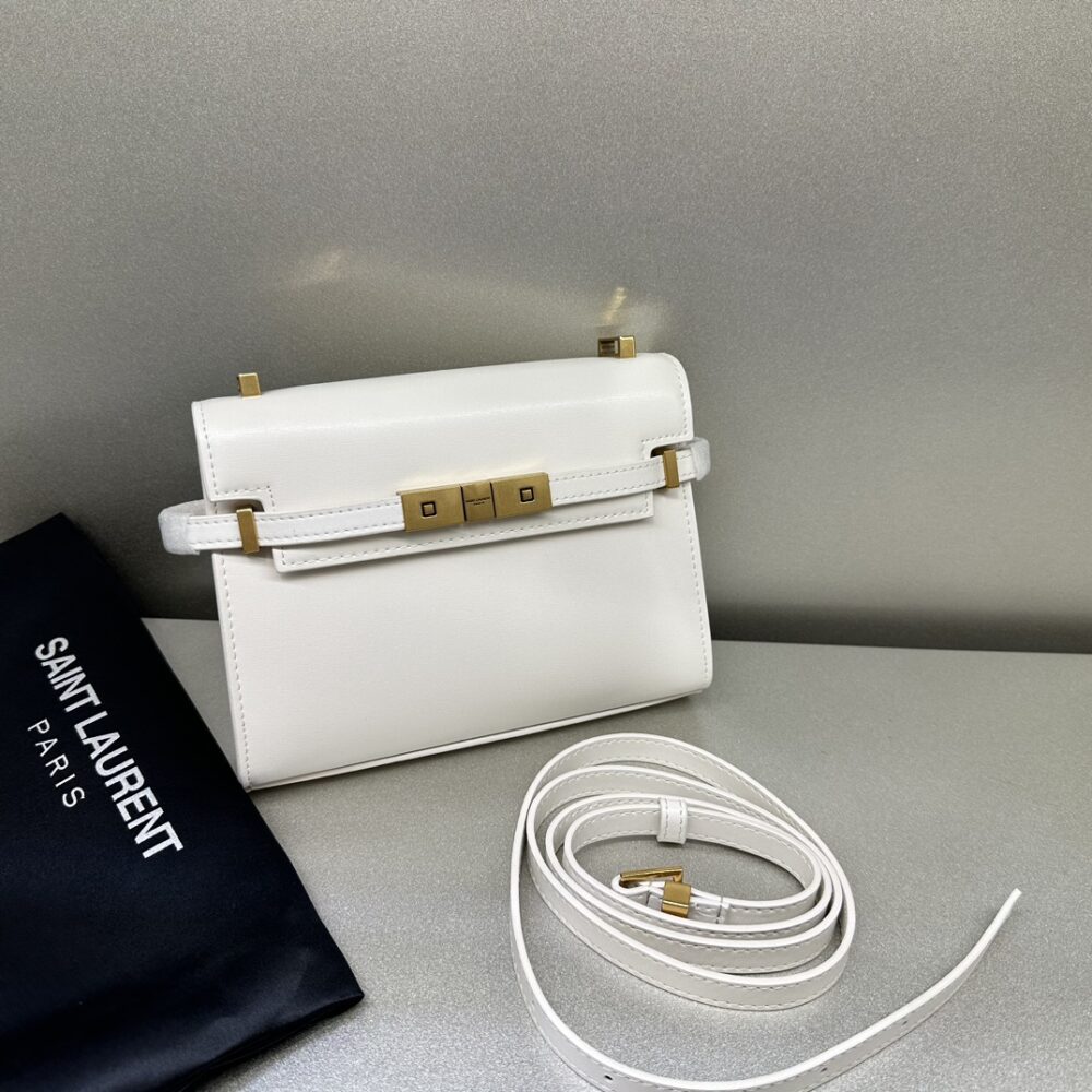 SAINT LAURENT MANHATTAN SMALL SHOULDER BAG IN BOX SAINT LAURENT LEATHER WHITE 19CM 6756260SX0W9207 - Image 9