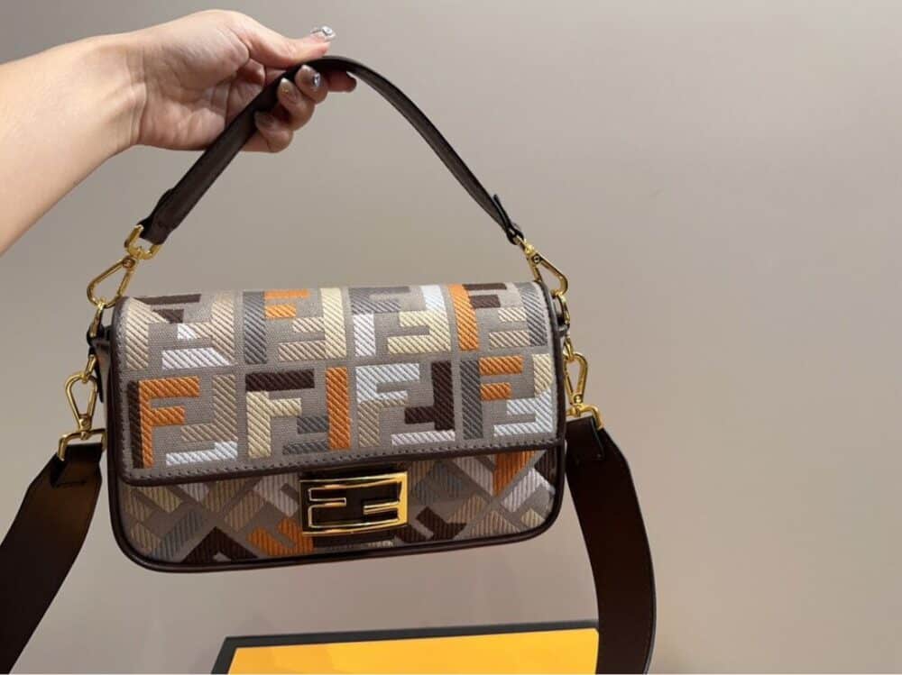 FENDI BAGUETTE MULTICOLOR CANVAS BAG WITH FF EMBROIDERY 25CM 8BR600ANH4F1MQL - Image 6