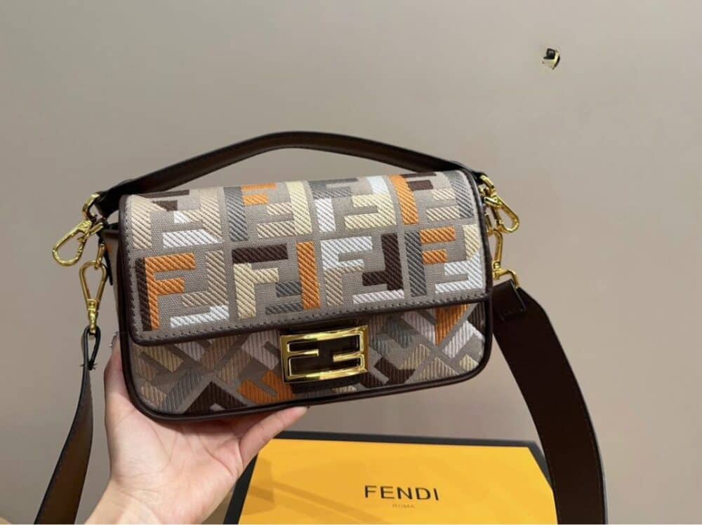 FENDI BAGUETTE MULTICOLOR CANVAS BAG WITH FF EMBROIDERY 25CM 8BR600ANH4F1MQL - Image 8