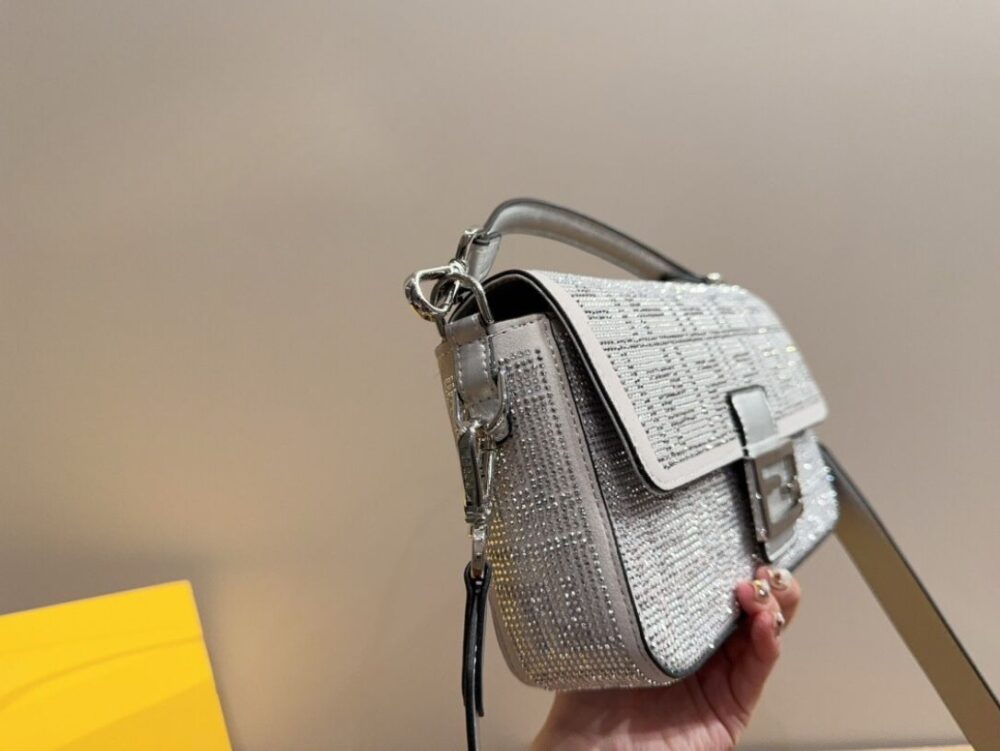 FENDI BAGUETTE SILVER CRYSTAL TRIM 25CM - Image 4