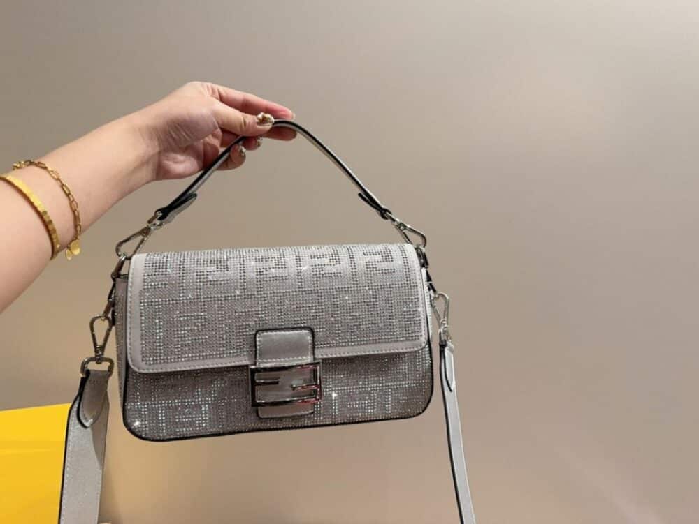 FENDI BAGUETTE SILVER CRYSTAL TRIM 25CM - Image 5