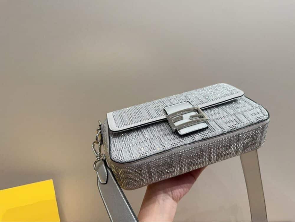 FENDI BAGUETTE SILVER CRYSTAL TRIM 25CM - Image 6