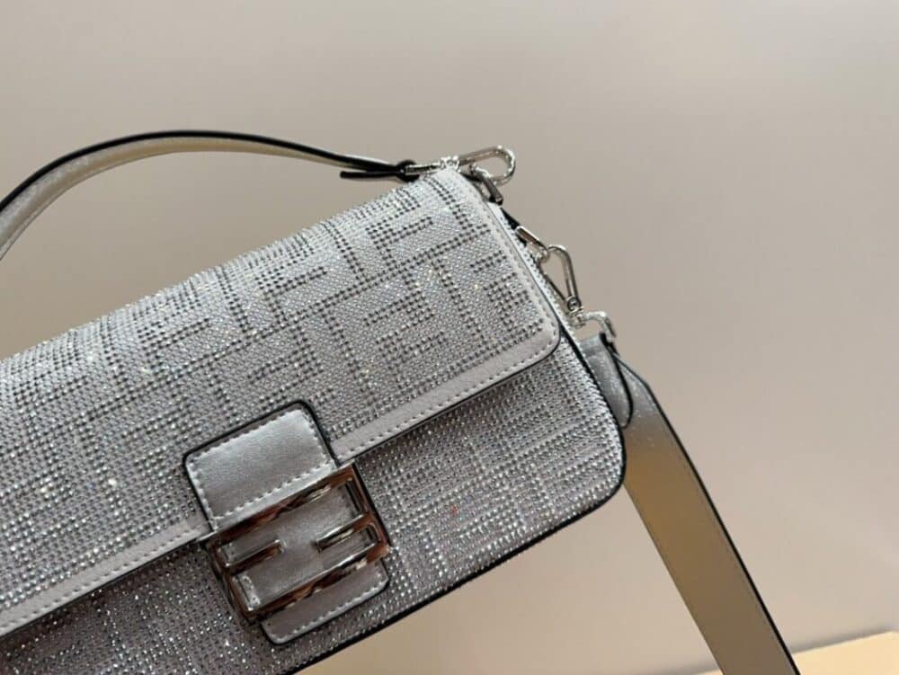 FENDI BAGUETTE SILVER CRYSTAL TRIM 25CM - Image 8