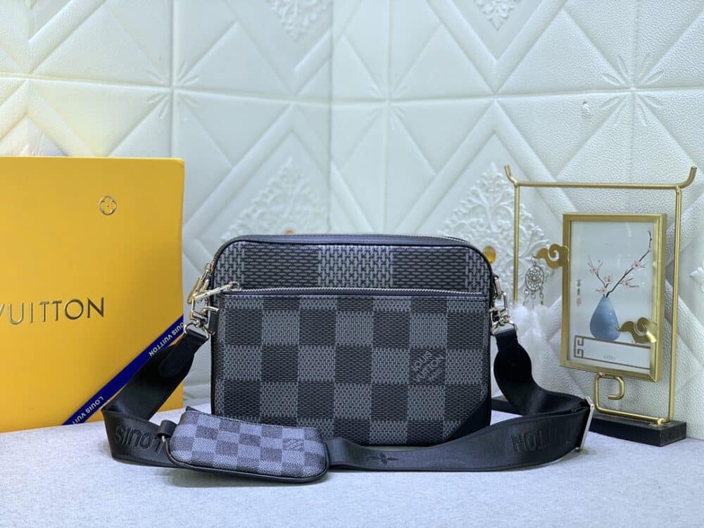 LOUIS VUITTON TRIO MESSENGER BAG DAMIER CANVAS BLACK 25CM N50017 - Image 10