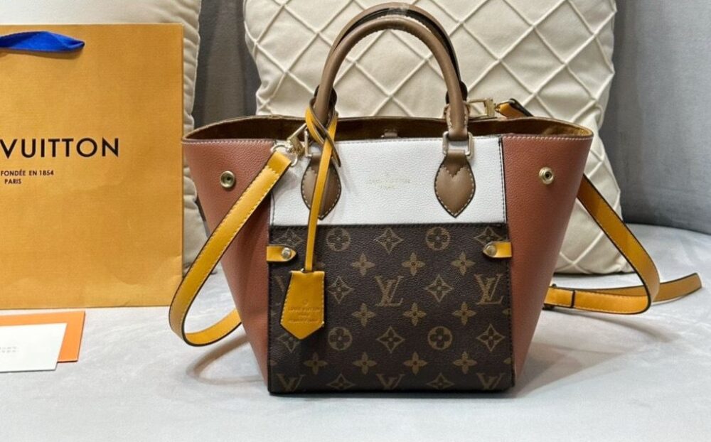 LOUIS VUITTON FOLD TOTE MONOGRAM BROWN WHITE 22CM - Image 3