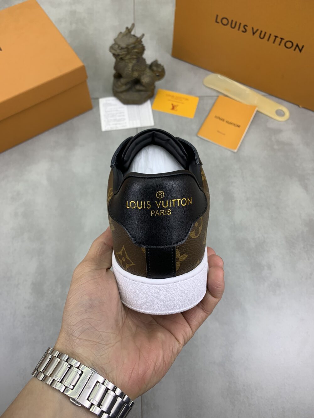 LOUIS VUITTON SNEAKER CALFSKIN MONOGRAM PATTERN IN BROWN - Image 8