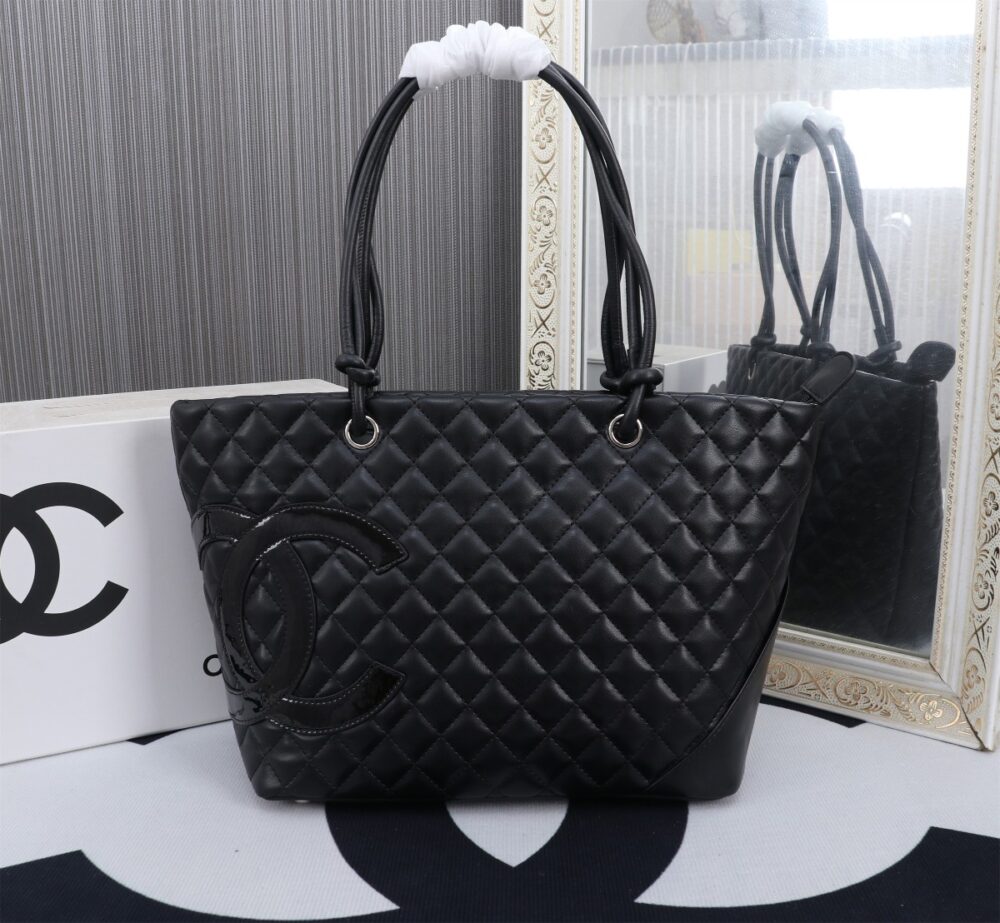 CHANEL CALFSKIN QUILTED LARGE CAMBON TOTE BLACK 41CM - Image 10