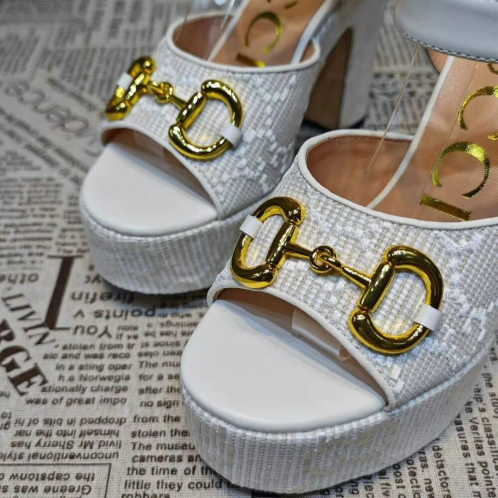 GUCCI HORSEBIT PLATFORM SANDAL GG EMBELLISHED ‎WHITE - Image 5