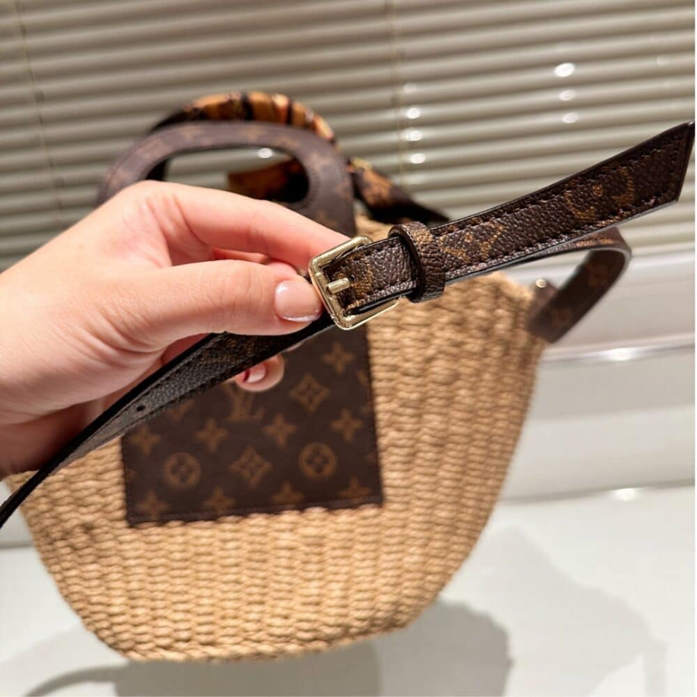 LOUIS VUITTON RAFFIA MONOGRAM CROSSBODY SHOULDER BAG NATURAL 21CM - Image 3