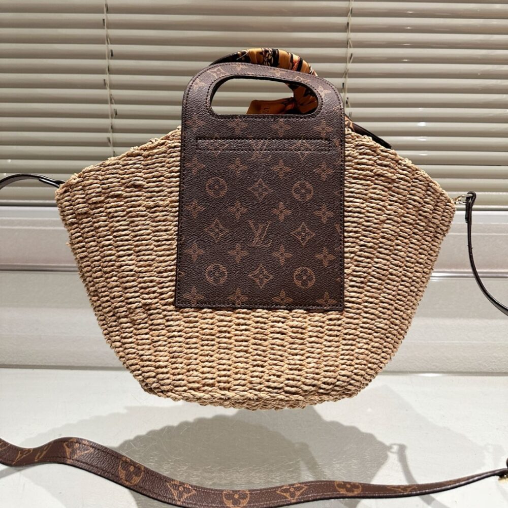 LOUIS VUITTON RAFFIA MONOGRAM CROSSBODY SHOULDER BAG NATURAL 21CM - Image 4