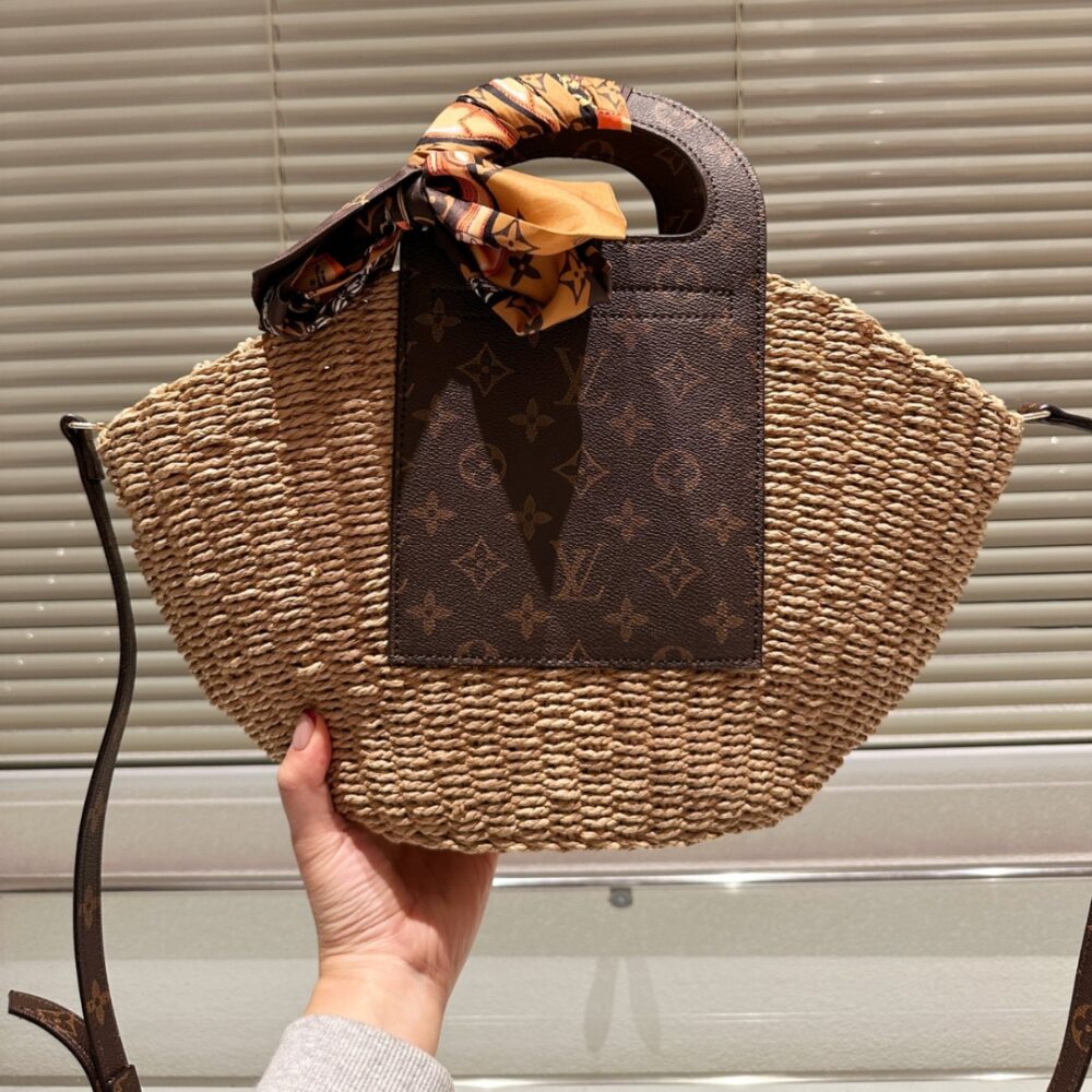 LOUIS VUITTON RAFFIA MONOGRAM CROSSBODY SHOULDER BAG NATURAL 21CM - Image 5